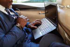 business work in a car