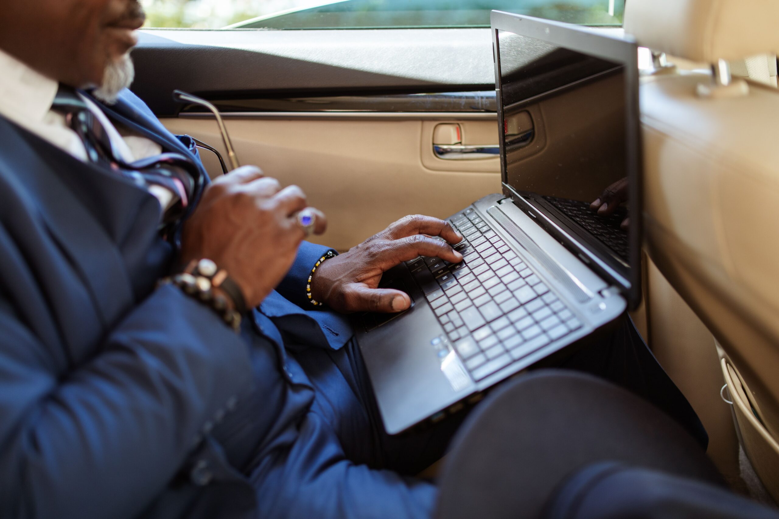business work in a car